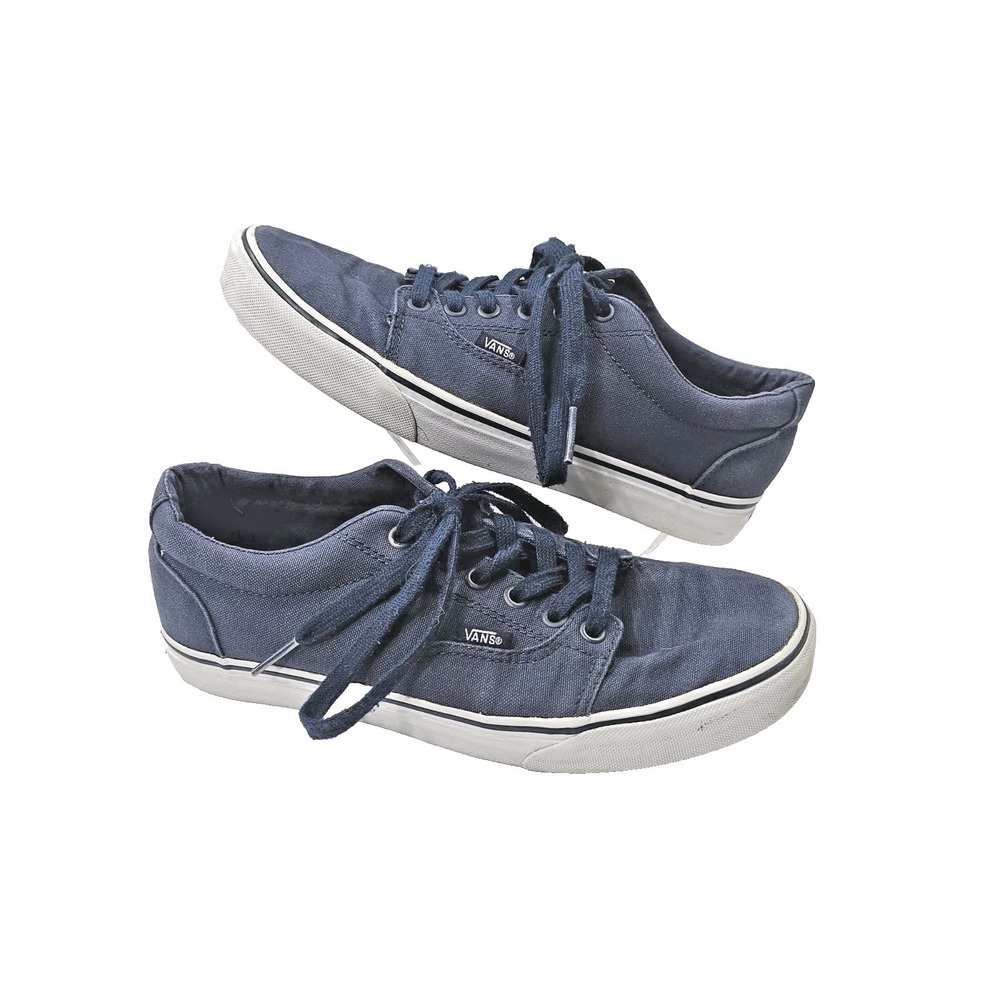 VANS Men's Iconic Skate Shoes US 7.5 Blue Sneakers With Blue Laces White Sole - Picture 1 of 7